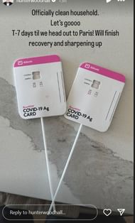 Hunter Woodhall gives COVID-19 status update- Source: Hunter Woodhall's Instagram stories